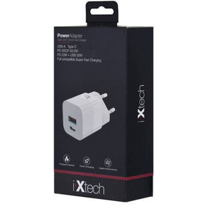 IXTECH IX-HC1 33W PD + QC 3.0 QUALCOM MINI SUPER HIZLI SARJ ADAPTORU - 3